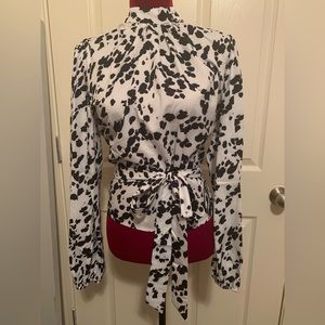 Cow Print Wrap Blouse